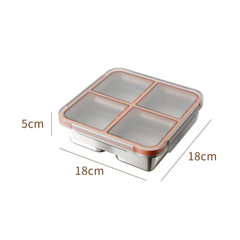 Stainless Steel Bento Lunch Box - 4-Compartment Reusable Snack Container, Leak-Proof, Dishwasher Safe, Portable Adults' Stainless Steel Food Storage Container for Camp Kitchen Meal Prep, Travel Gear