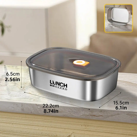 Modern Stainless Steel Lunch Box, Microwave Safe Leak-Proof Food Container, Home and School Use, Durable Meal Prep Solution