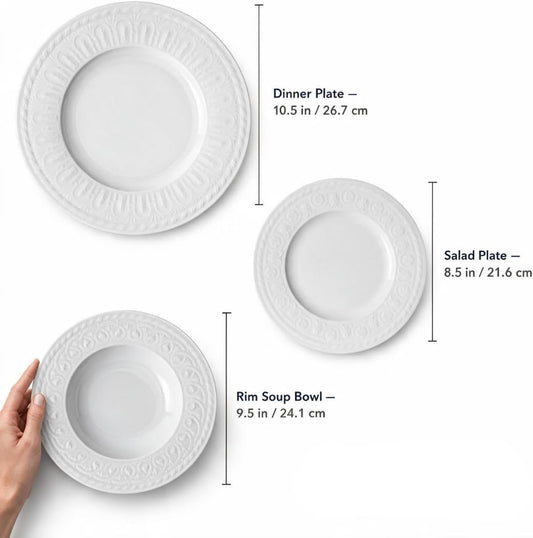 Villeroy & Boch Cellini 12 Piece Dinnerware Set, White, Service for 4