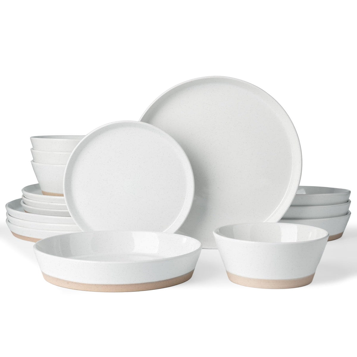 Famiware Saturn Dinnerware Sets, Ceramic Dishes for 4, Rimmed Plates, Bowls