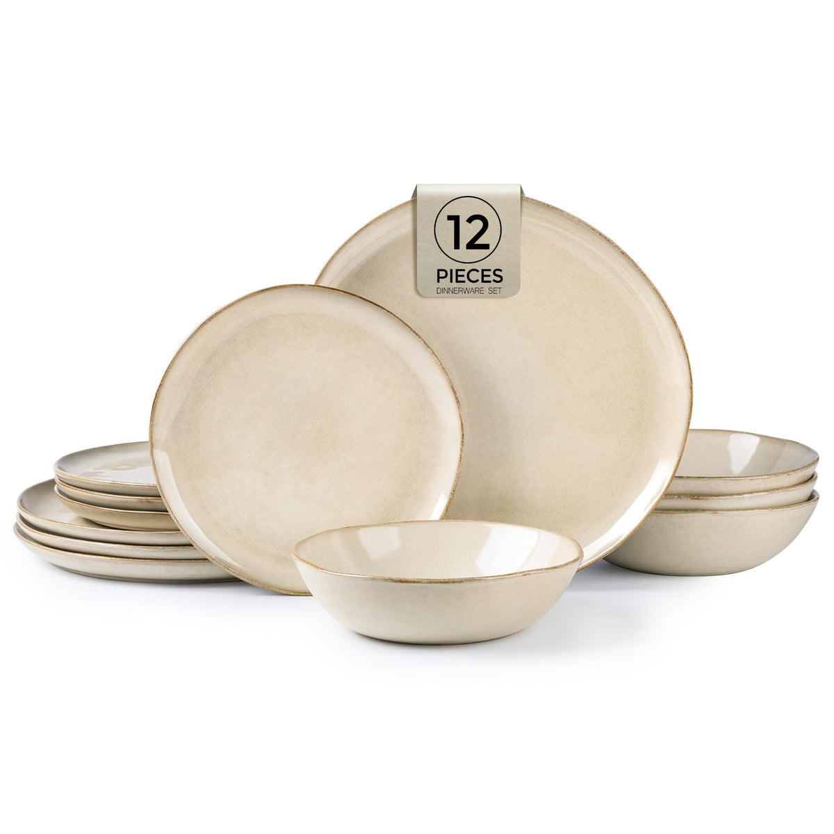 AmorArc Ceramic Dinnerware Sets for 8, 24Pcs Plates and Bowls Sets Dishes