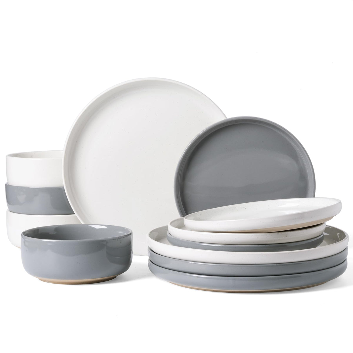 Famiware Milkyway 12-Piece Stoneware Dinnerware Set, White