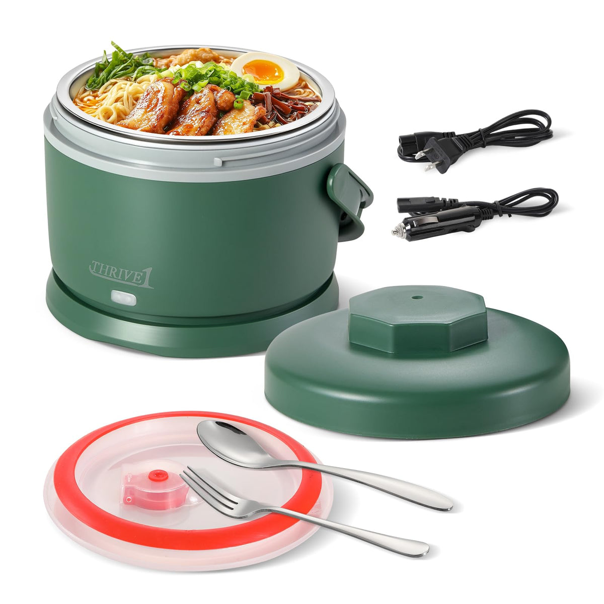 Electric Lunch Box for Adults 40 oz Portable Food Warmer 12V/24V/110V/220V Heated Lunch Box for Work, Office, Car, Travel, Home Use (Blue)