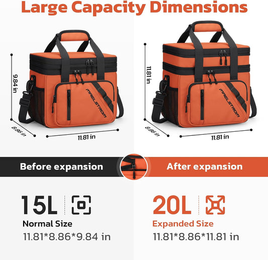 Maelstrom Insulated Lunch Box, 20L Double Deck Cooler Bag for Men Women