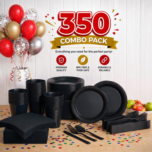 Exquisite 350 Pcs Black Plates and Napkins Party Supplies Plate Sets