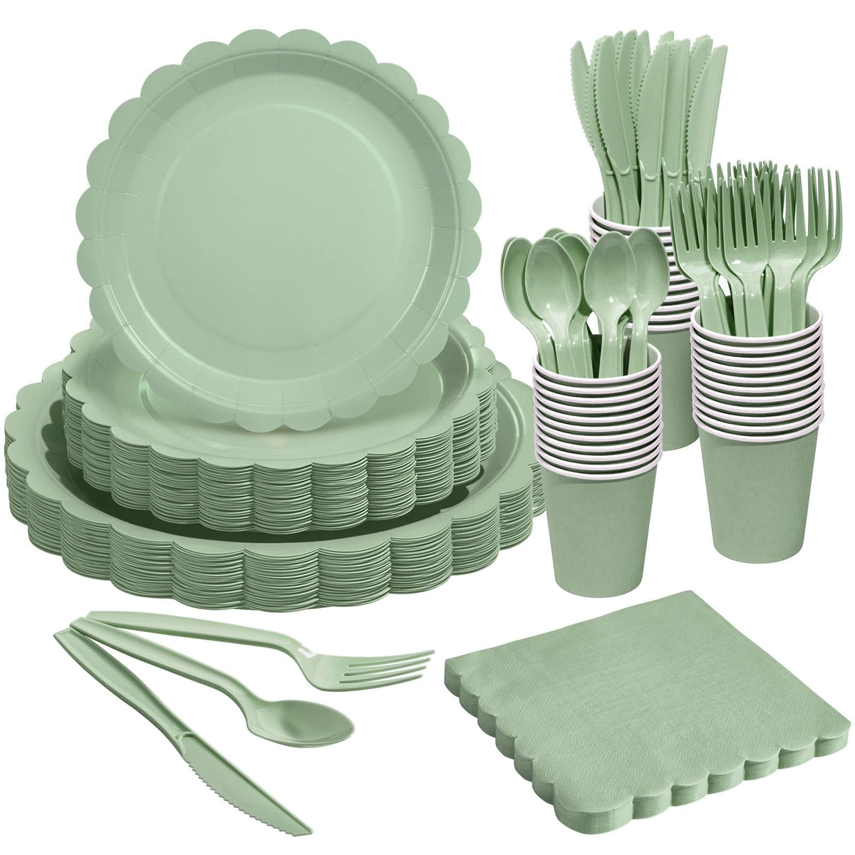 Goodluck Ivory Scalloped Disposable Tableware Set - 350PCS