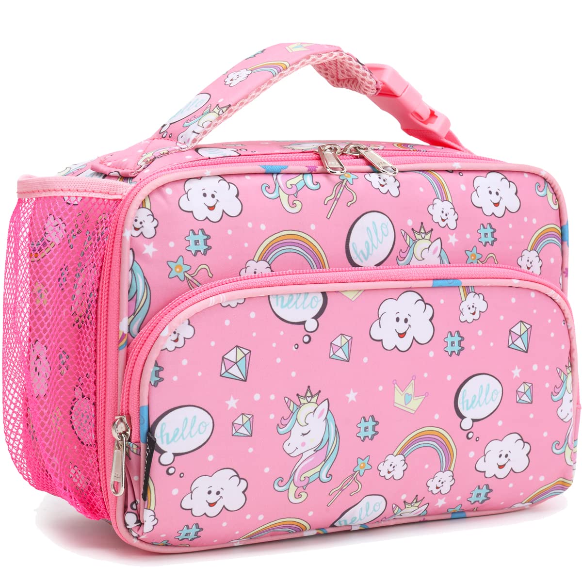 FlowFly Kids Lunch box Insulated Soft Bag Mini Cooler Back to School Thermal Meal Tote Kit for Girls, Boys,Cyan