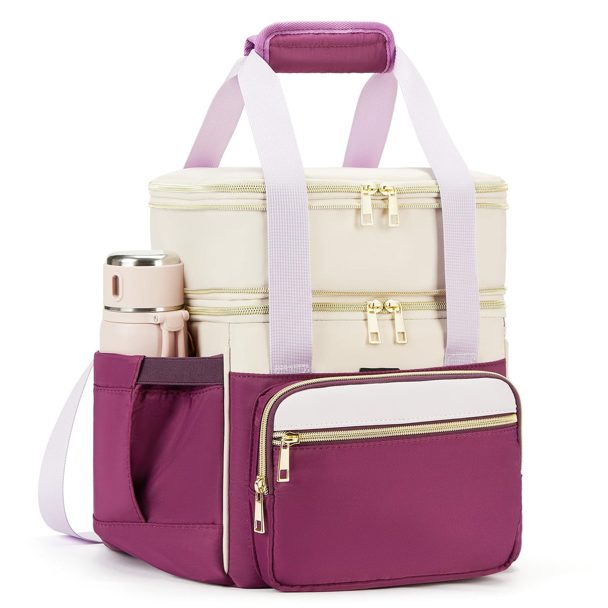 holuxer Lunch Bag & Lunch Box for Men Women - Large Double Deck Soft