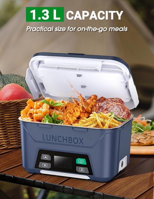 Docusvect Cordless Electric Lunch Box for Adults 1.3L with Schedule Heating
