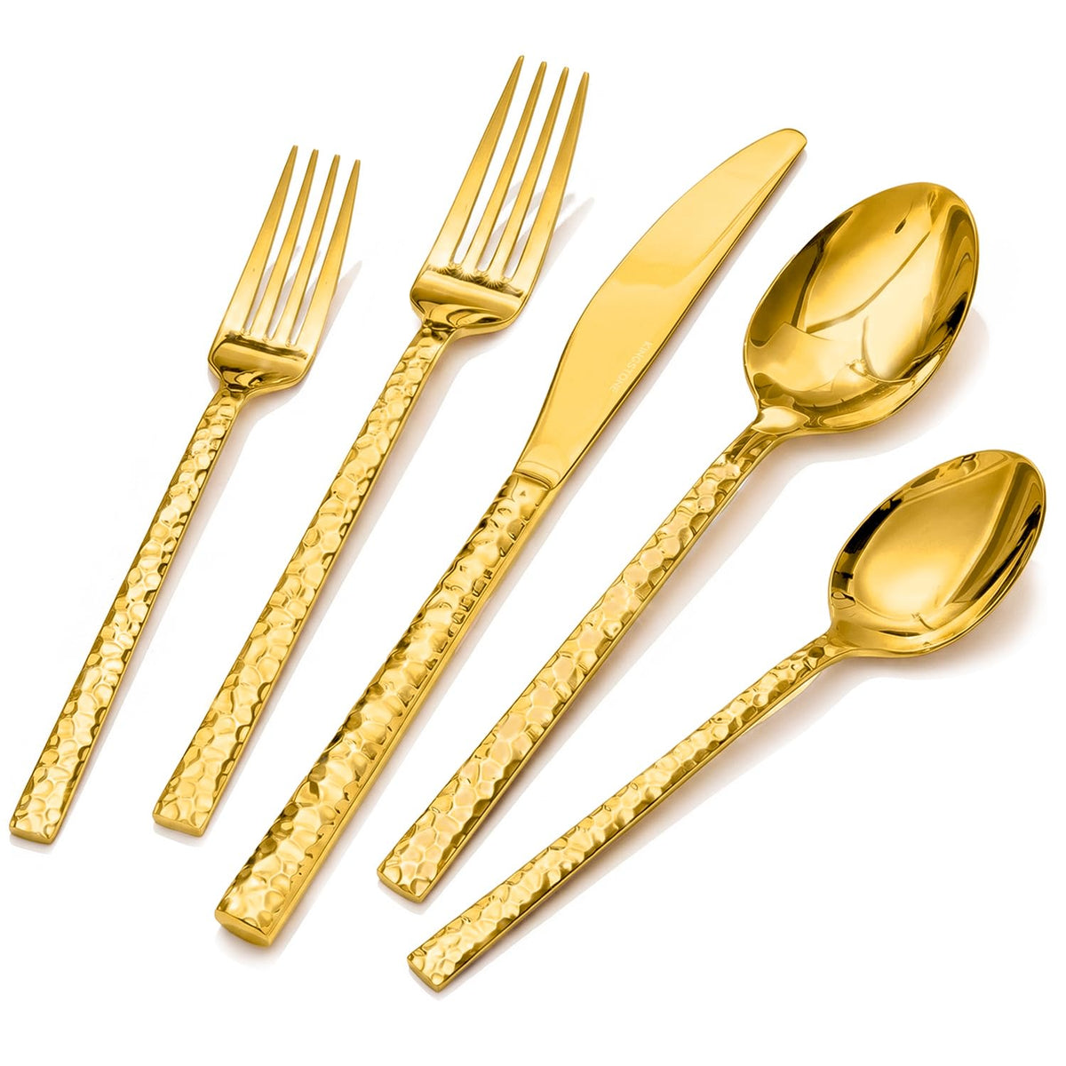 20 Piece Black Silverware Set,18/10 Stainless Steel Hammered Flatware for 4