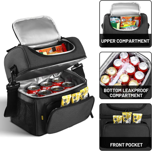 MIER Men's Insulated Lunch Box Large Lunch Bag Cooler for Outdoor Dark Gray