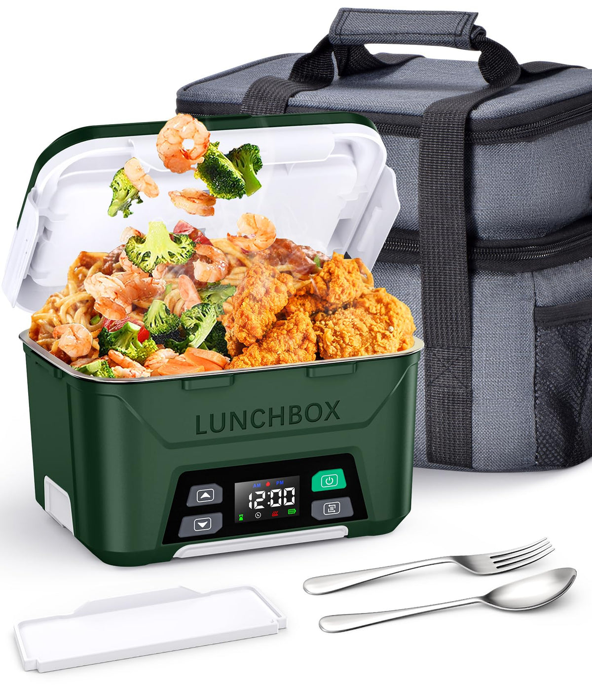 Docusvect Cordless Electric Lunch Box for Adults 1.3L with Schedule Heating