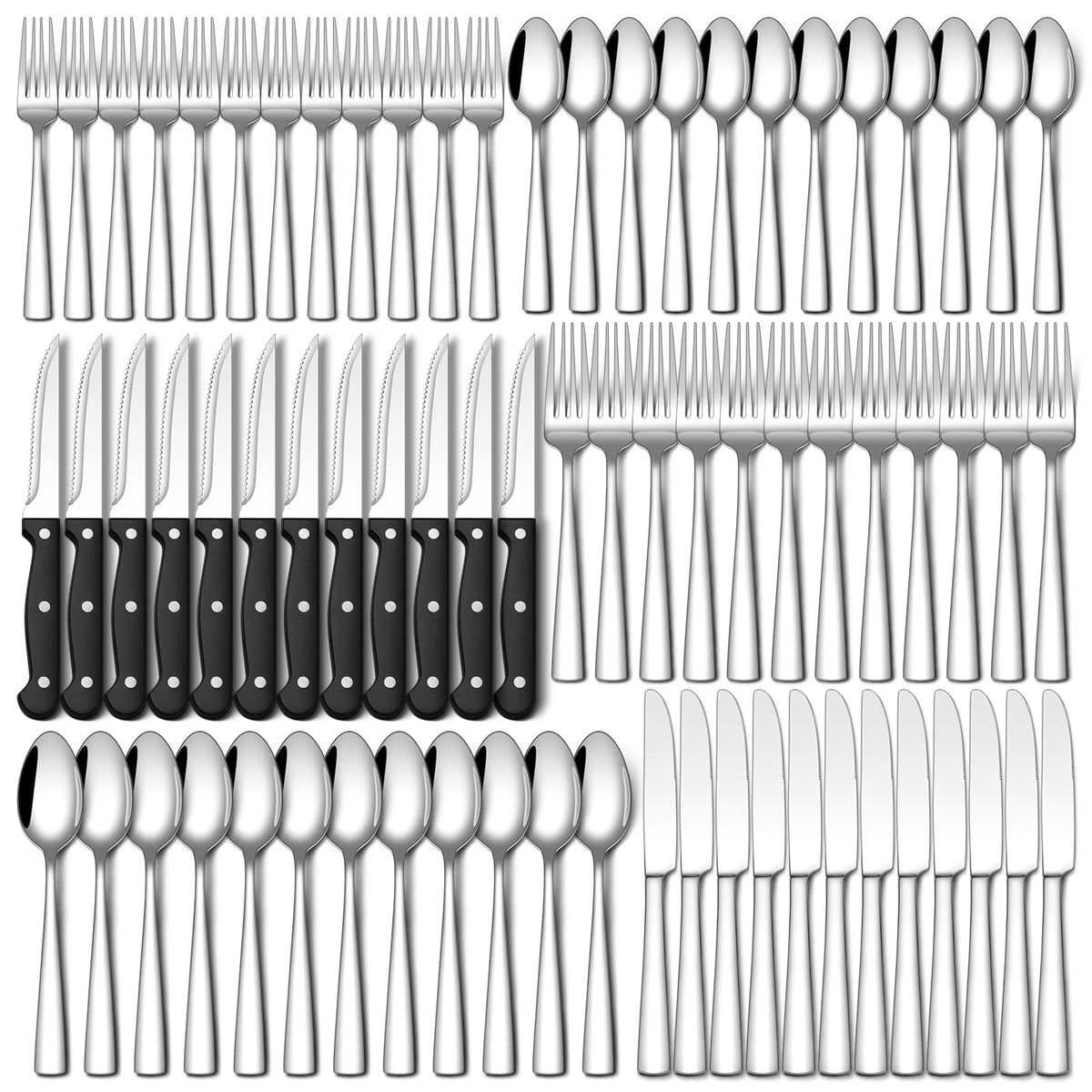 Stapava 20 Piece Silverware Set, Food-Grade Stainless Steel Flatware Sets for 4 Mirror Polished Cutlery Utensil Sets Include Dinner Knives Spoons and Forks Set Dishwasher Safe for Home Restaurant