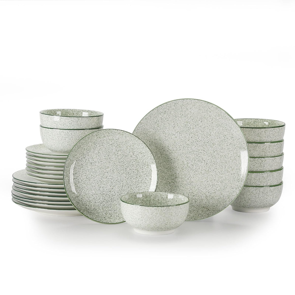 Sweejar Dinnerware Set of 4,12 Piece Ceramic Plates and Bowls Set Green