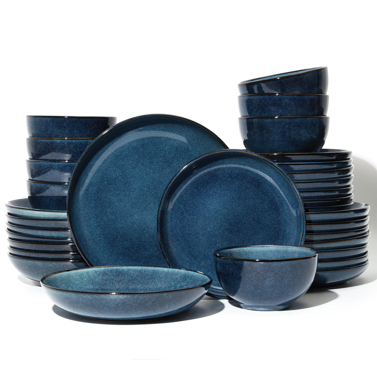 Pokini Stoneware Dinnerware Sets for 8, 24pcs Plates and Bowls Sets Dishes