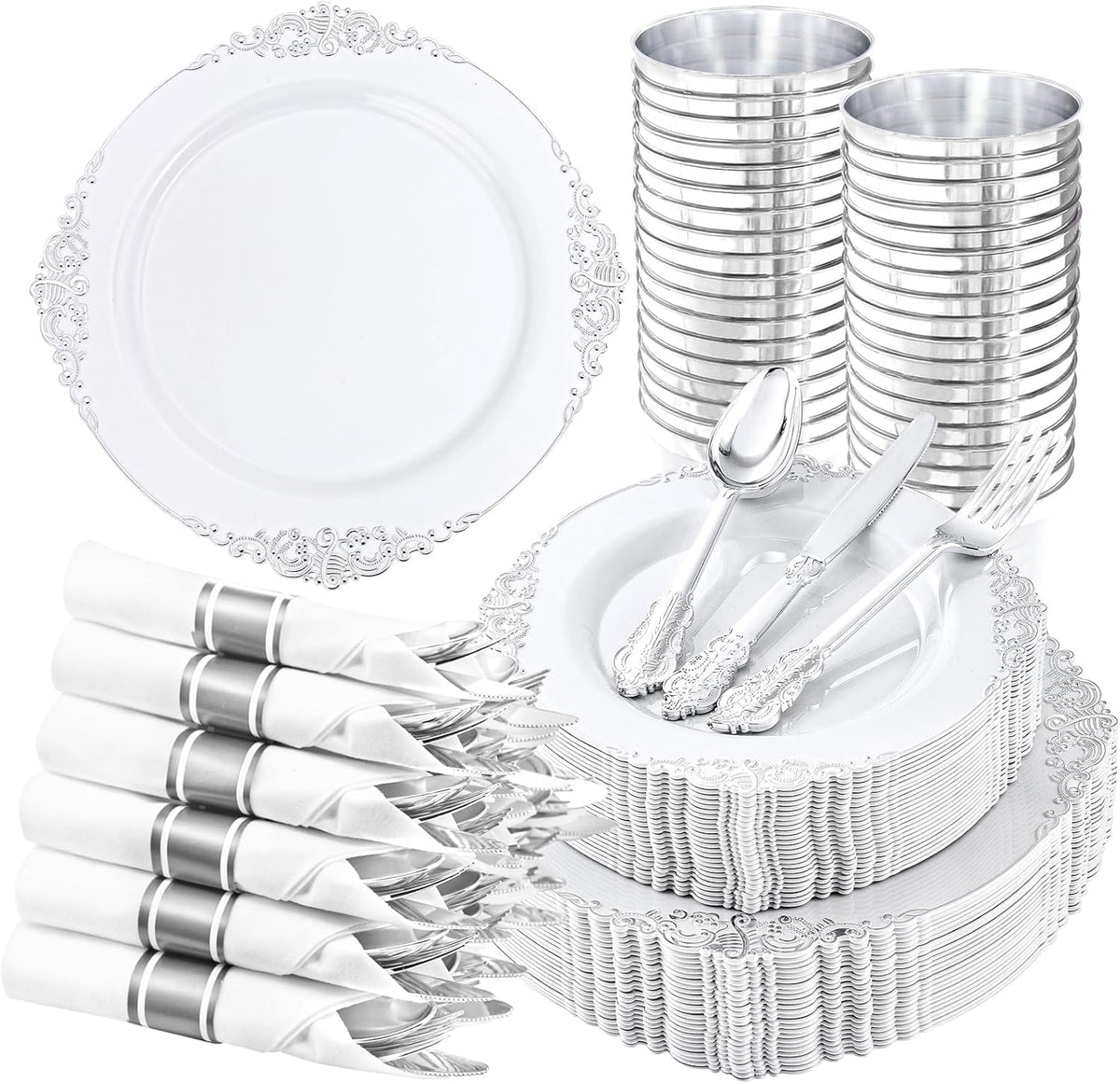 Hioasis 350 Pcs Clear Black Plates for Party