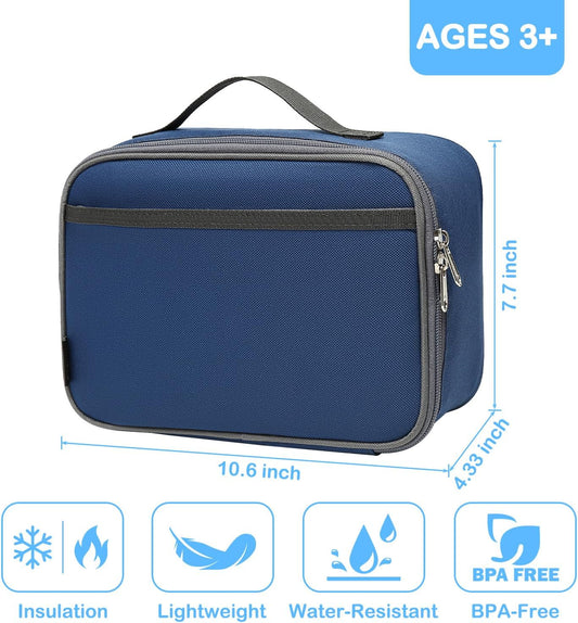 FlowFly Kids Lunch box Insulated Soft Bag Mini Cooler Back to School Thermal Meal Tote Kit for Girls, Boys,Cyan