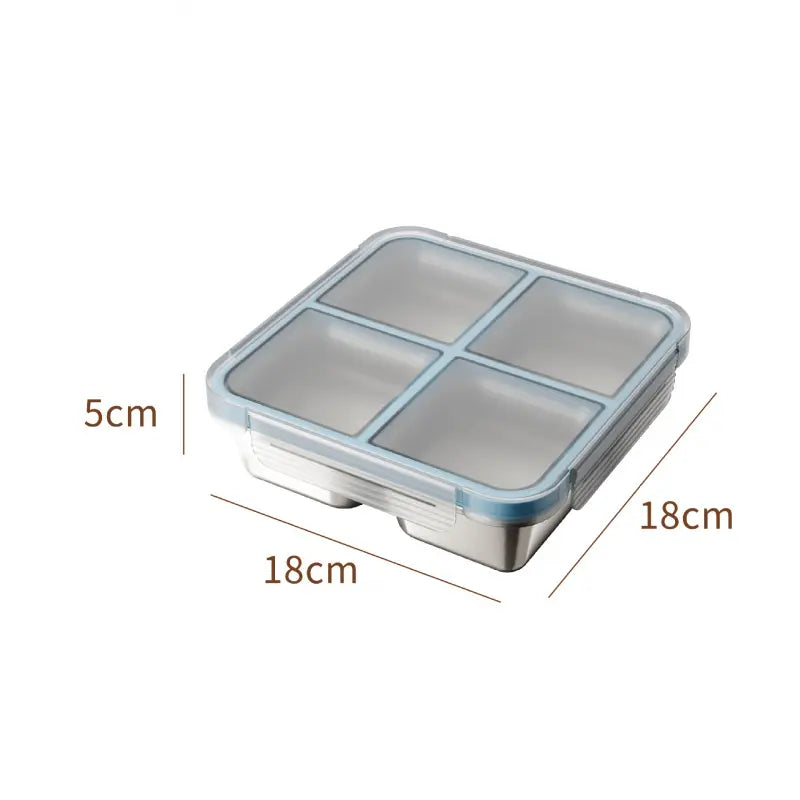 Stainless Steel Bento Lunch Box - 4-Compartment Reusable Snack Container, Leak-Proof, Dishwasher Safe, Portable Adults' Stainless Steel Food Storage Container for Camp Kitchen Meal Prep, Travel Gear