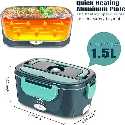 Electric Lunch Box Food Heater, 110V 12V 24V, Food Warmer for Office, Truck, Car, Work, With Removable Stainless Steel Container, Loncheras Electricas Para Calentar Almuerzo Plastic Portable Tableware