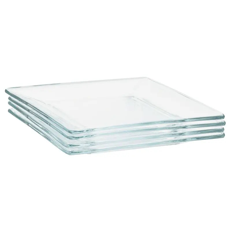 12-Piece Square Shape Transparent Glass Dinnerware Set - Dishwasher Safe Plates & Bowls for Everyday Home Kitchen Dining Table Use