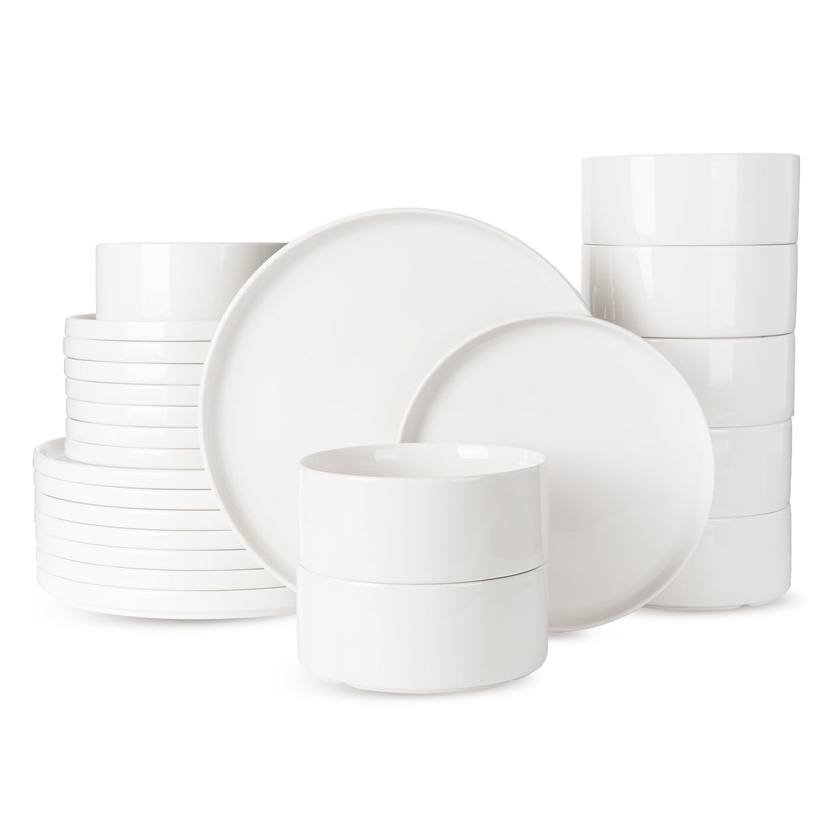 Famiware Nebula Plates and Bowls, 12-Piece Dinnerware Set, Cinnamon Brown