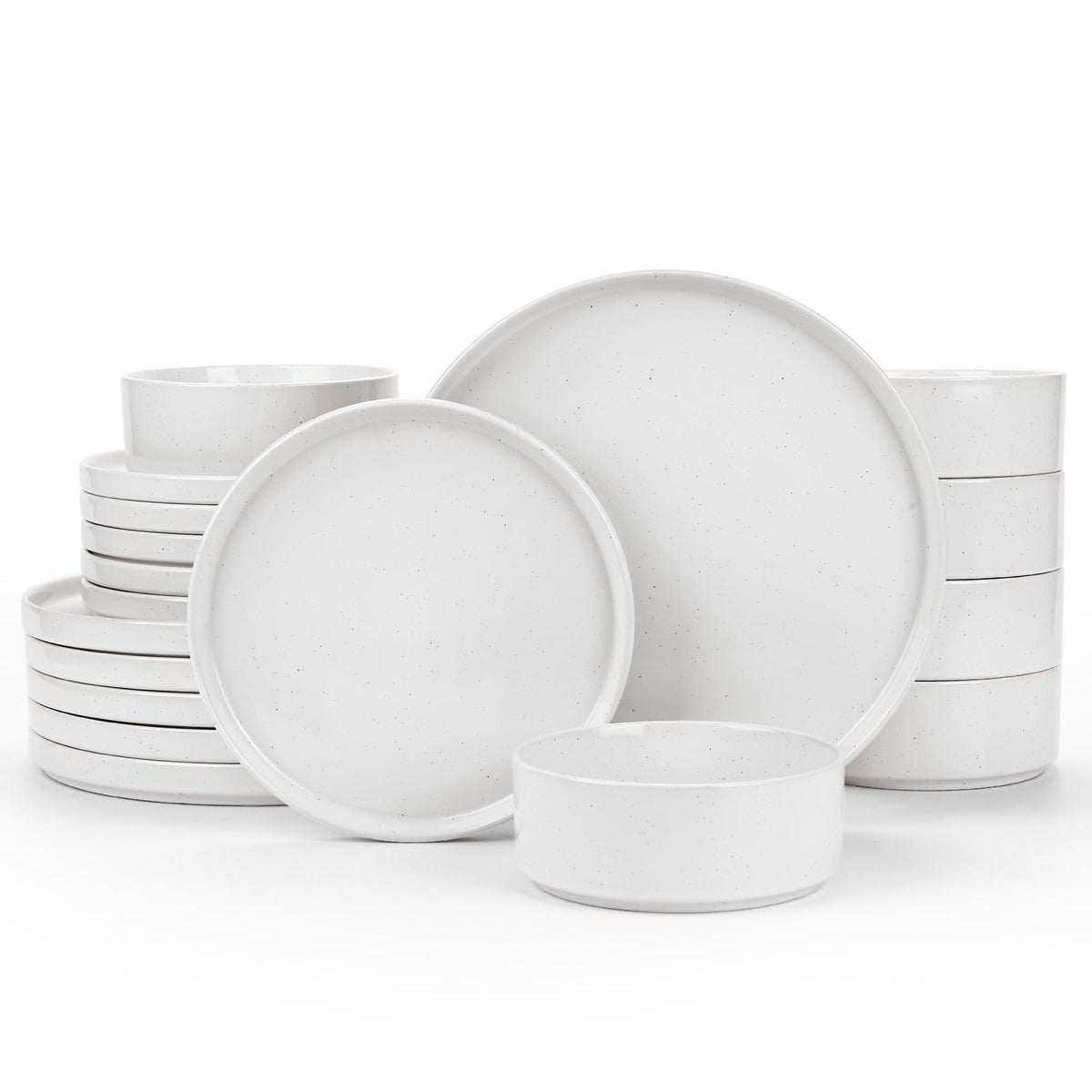 Famiware Nebula Plates and Bowls, 12-Piece Dinnerware Set, Cinnamon Brown