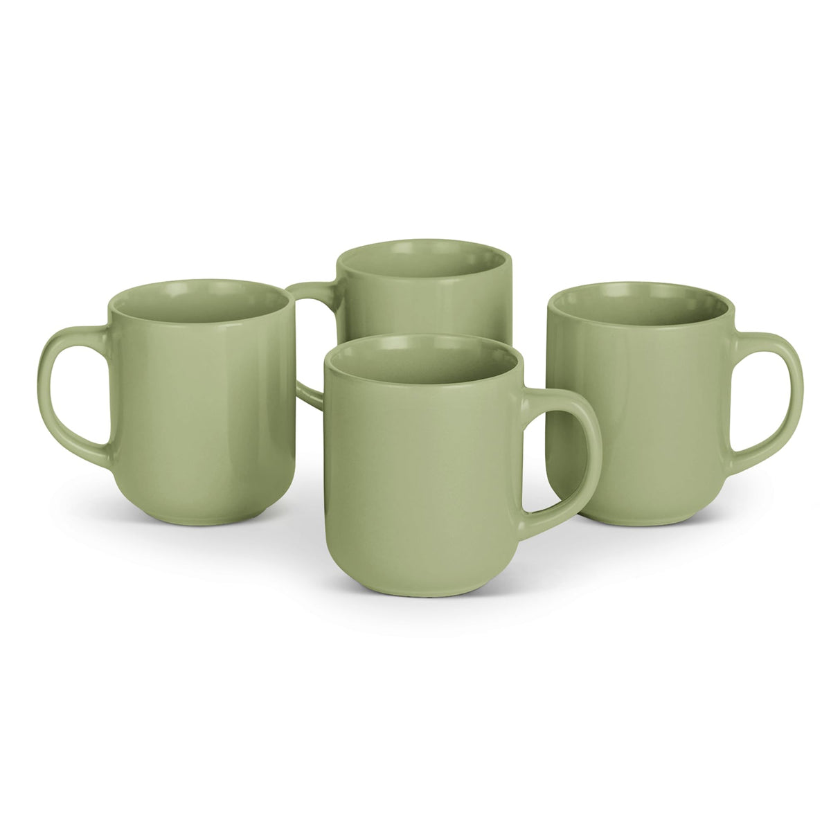 Amazon Basics Glazed Stoneware Dinnerware, 12-Piece Set, 4 Full Place Settings, Microwave and Dishwasher-Safe, Olive