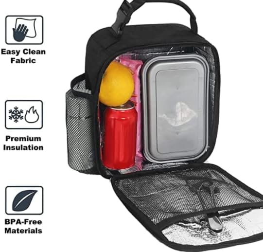 Lunch Box for Men & Women Durable Lunch Bag for Work & Adults Reusable Insulated Small Lunchbox Black