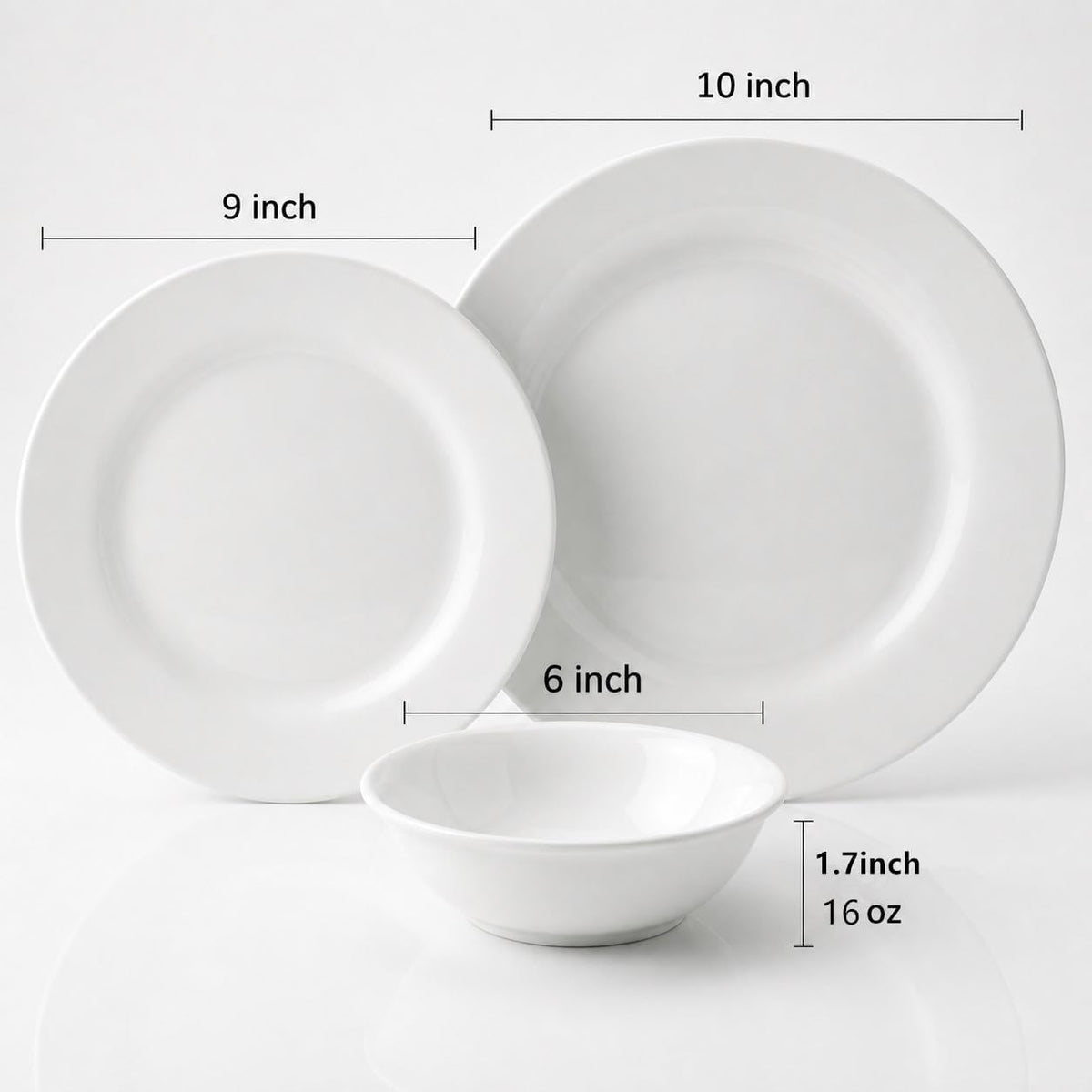 Melamine Dinnerware Sets-12 Pcs Dinner Dishes Set for 4,white melamine dinner plates set of 12,rv white plates set, kitchen plates and bowls set,Dishwasher Safe, Unbreakable,lightweight
