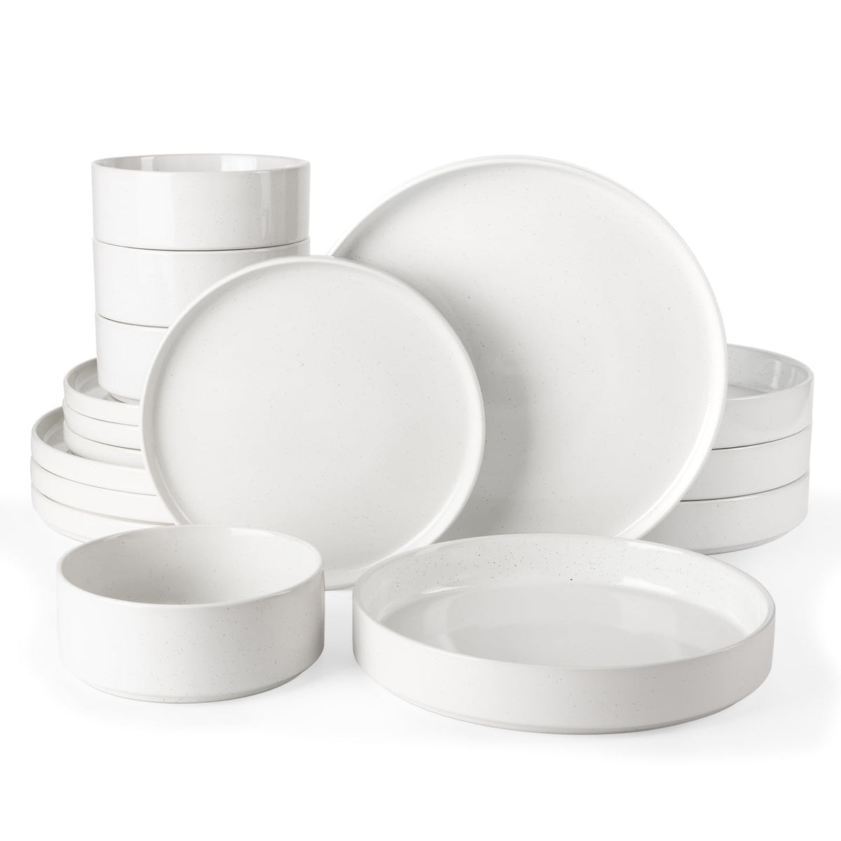 Famiware Nebula Plates and Bowls, 12-Piece Dinnerware Set, Cinnamon Brown