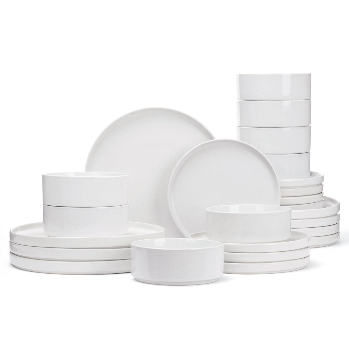 Famiware Nebula Plates and Bowls, 12-Piece Dinnerware Set, Cinnamon Brown