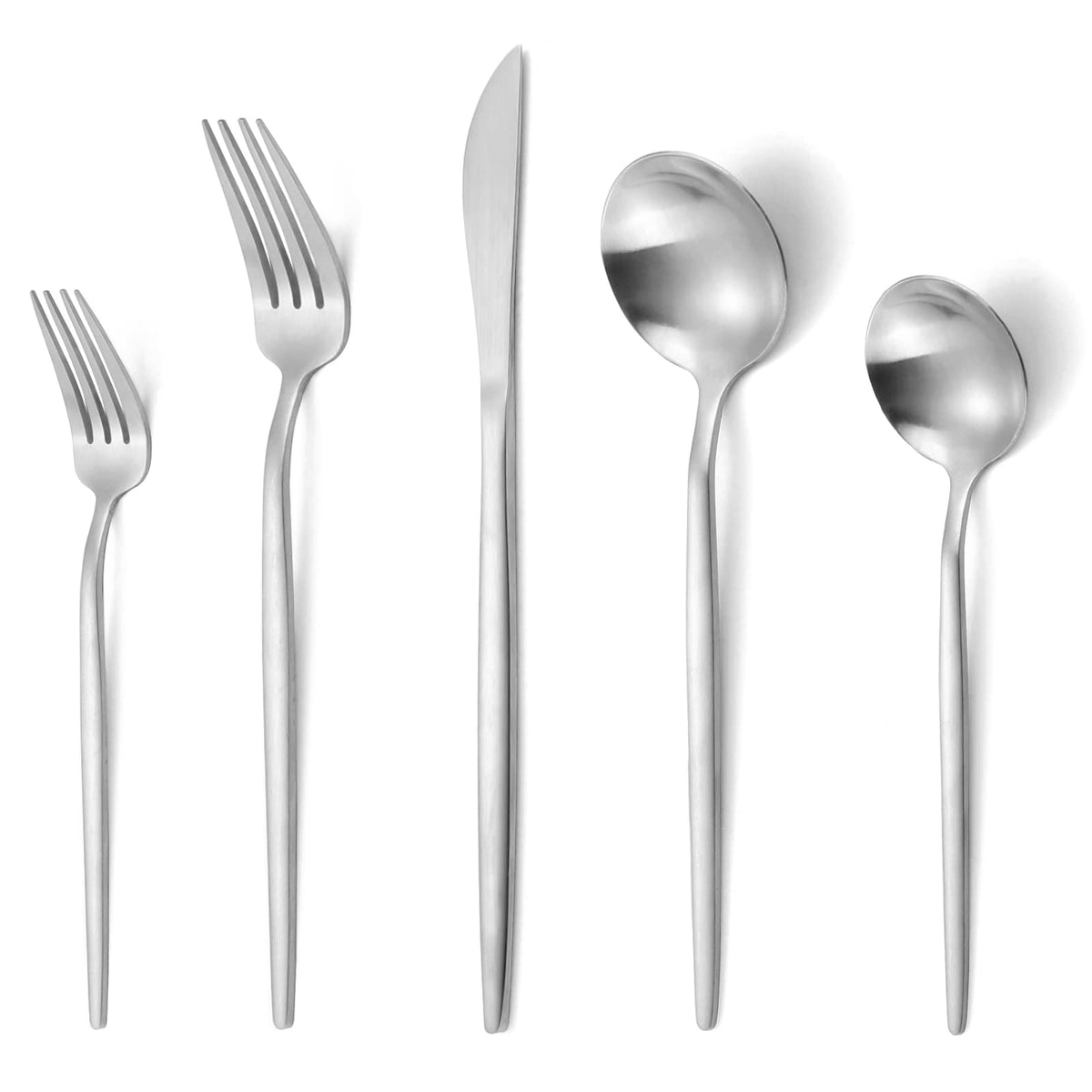 VANVRO Matte Black Gold Silverware Set, 40-Piece Stainless Steel Flatware Set, Satin Finish tableware Cutlery Set, Service for 8, Home and Restaurant, Dishwasher Safe…