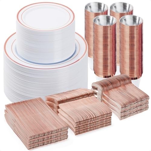 BESTVIP 600PCS Gold Dinnerware Set for 100 Guests,