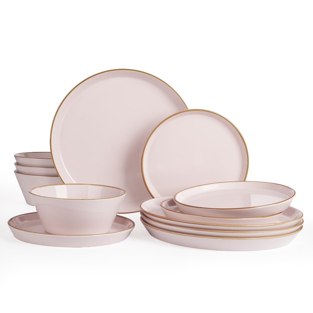 Famiware Saturn Dinnerware Sets, Ceramic Dishes for 4, Rimmed Plates, Bowls