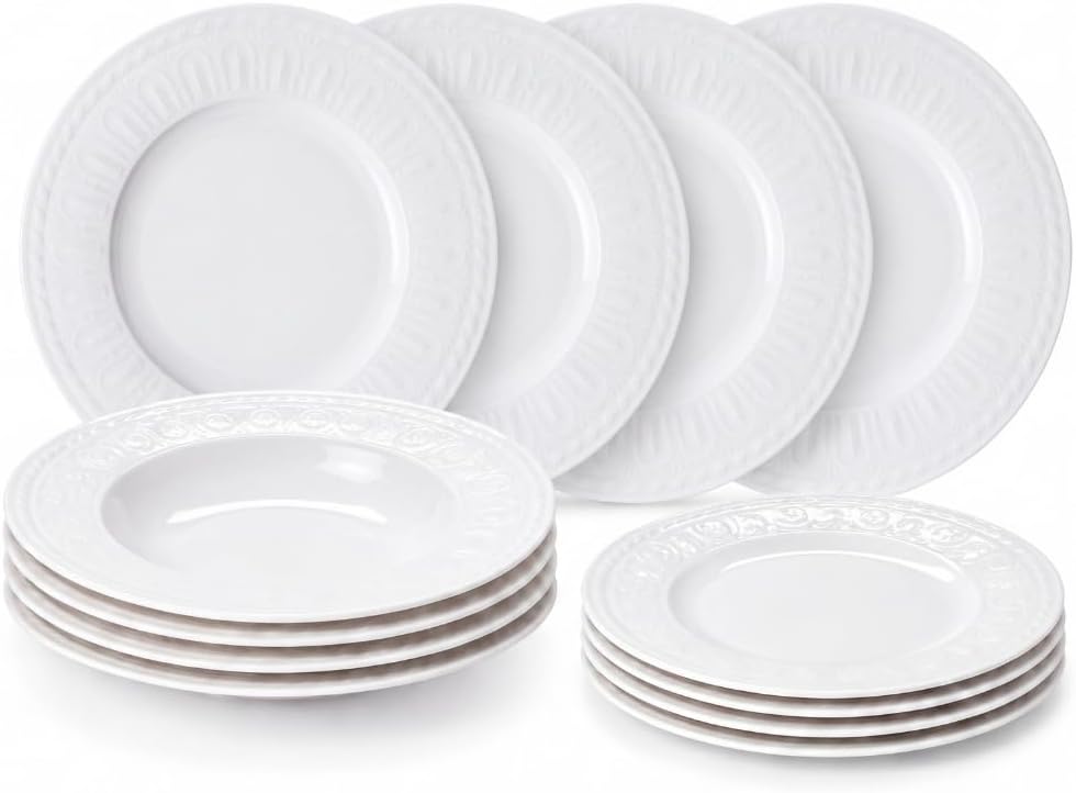 Villeroy & Boch Cellini 12 Piece Dinnerware Set, White, Service for 4