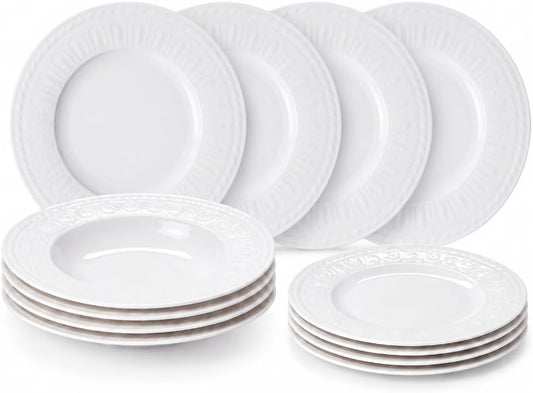 Villeroy & Boch Cellini 12 Piece Dinnerware Set, White, Service for 4