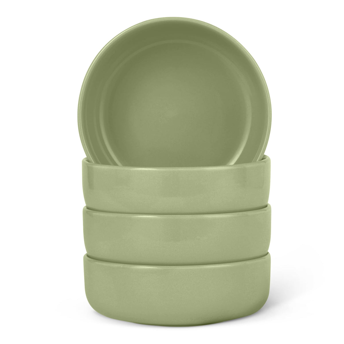 Amazon Basics Glazed Stoneware Dinnerware, 12-Piece Set, 4 Full Place Settings, Microwave and Dishwasher-Safe, Olive
