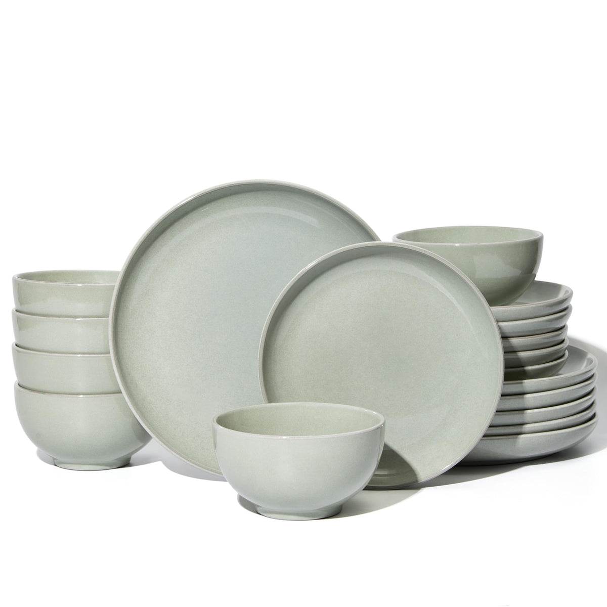 Pokini Stoneware Dinnerware Sets for 8, 24pcs Plates and Bowls Sets Dishes