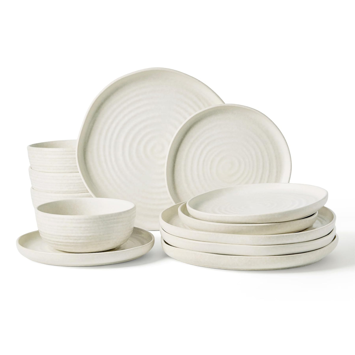 Famiware Milkyway 12-Piece Stoneware Dinnerware Set, White