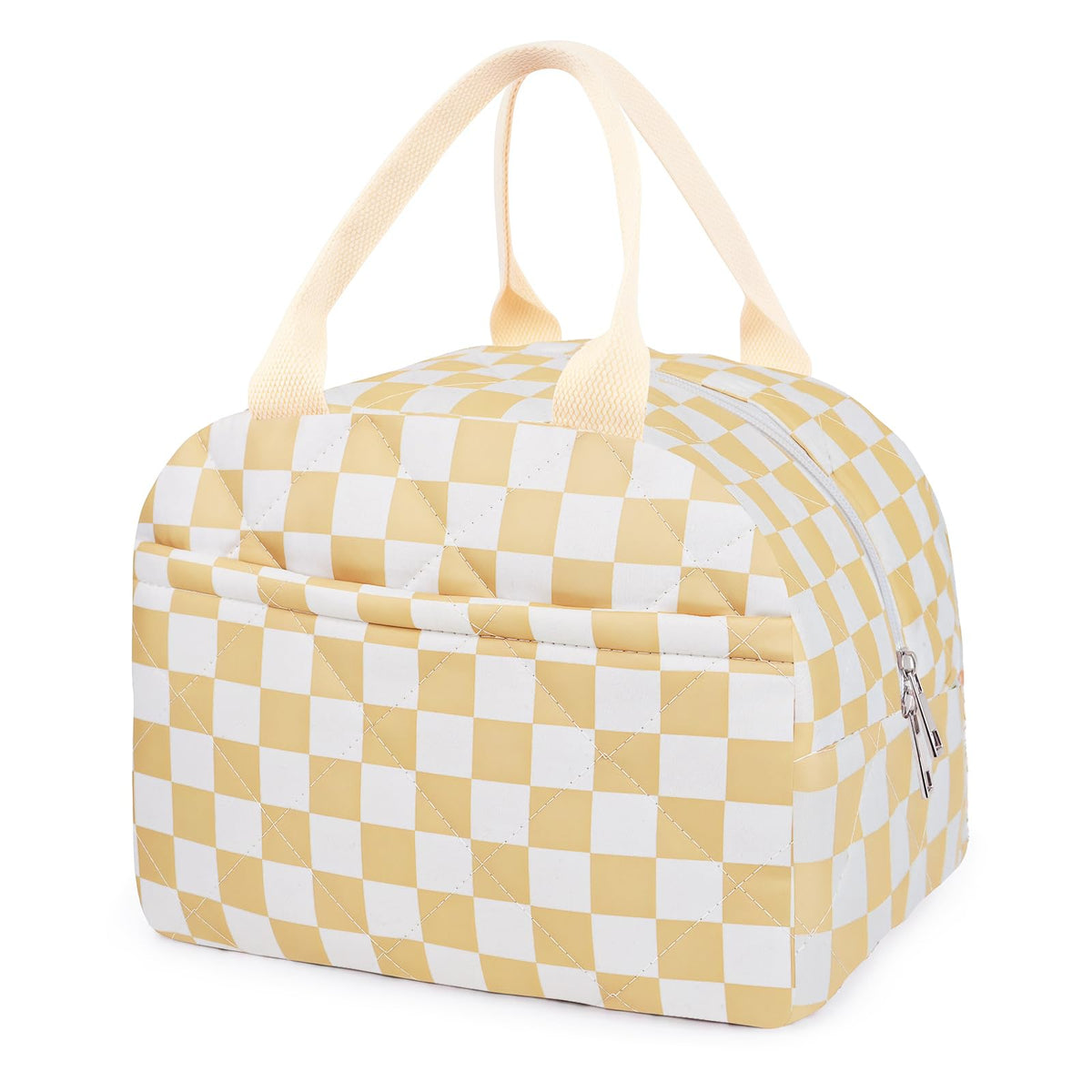 Cotton Quilted Insulated Lunch Bag, Reusable Quilted Floral Lunch Tote Bags