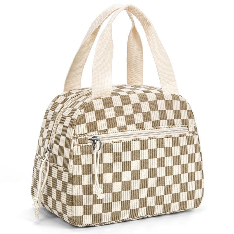 Lunch Bag for Women Men, Corduroy Small Insulated Lunch Box