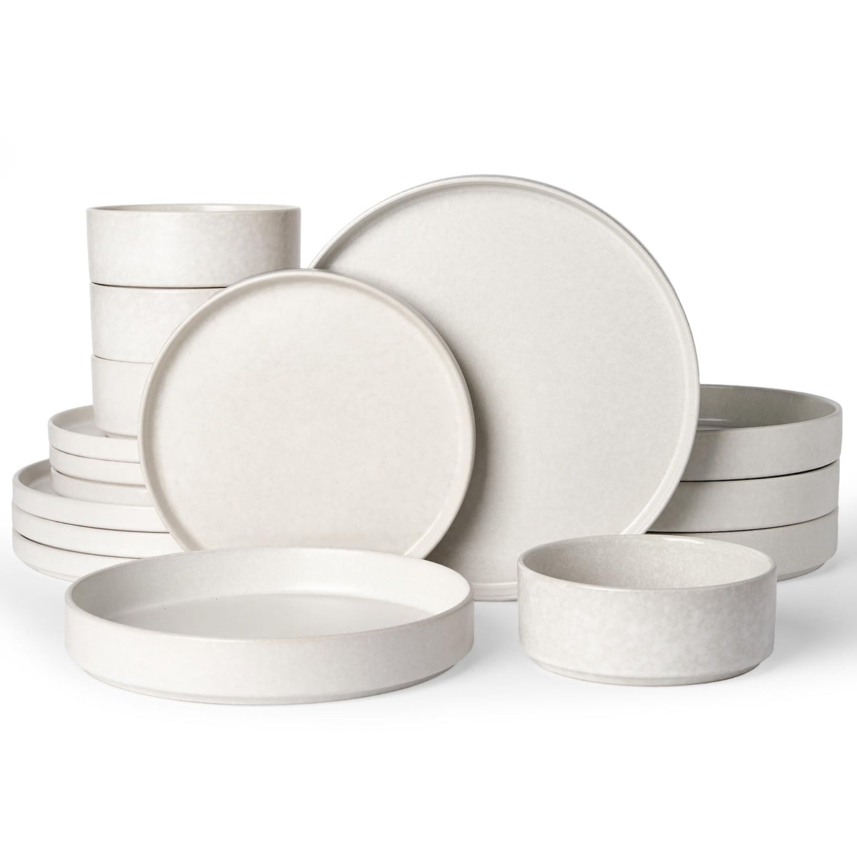 Famiware Nebula Plates and Bowls, 12-Piece Dinnerware Set, Cinnamon Brown