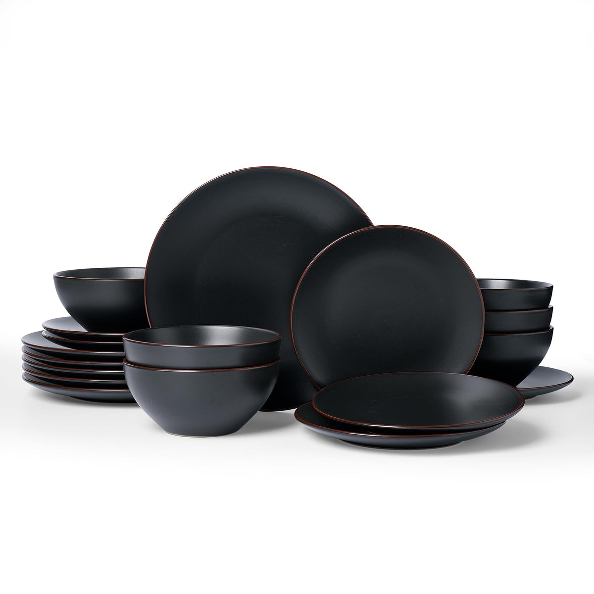 Famiware Venus Plates and Bowls Sets, 12pcs Stoneware Dinnerware Set for 4