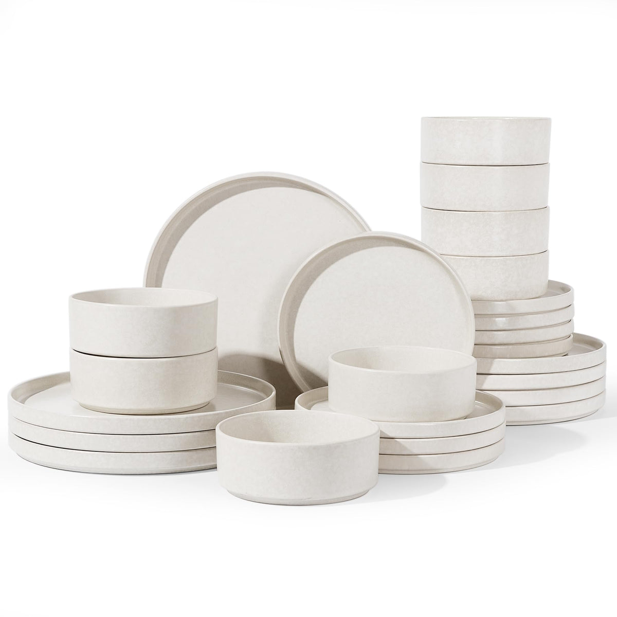 Famiware Nebula Plates and Bowls, 12-Piece Dinnerware Set, Cinnamon Brown