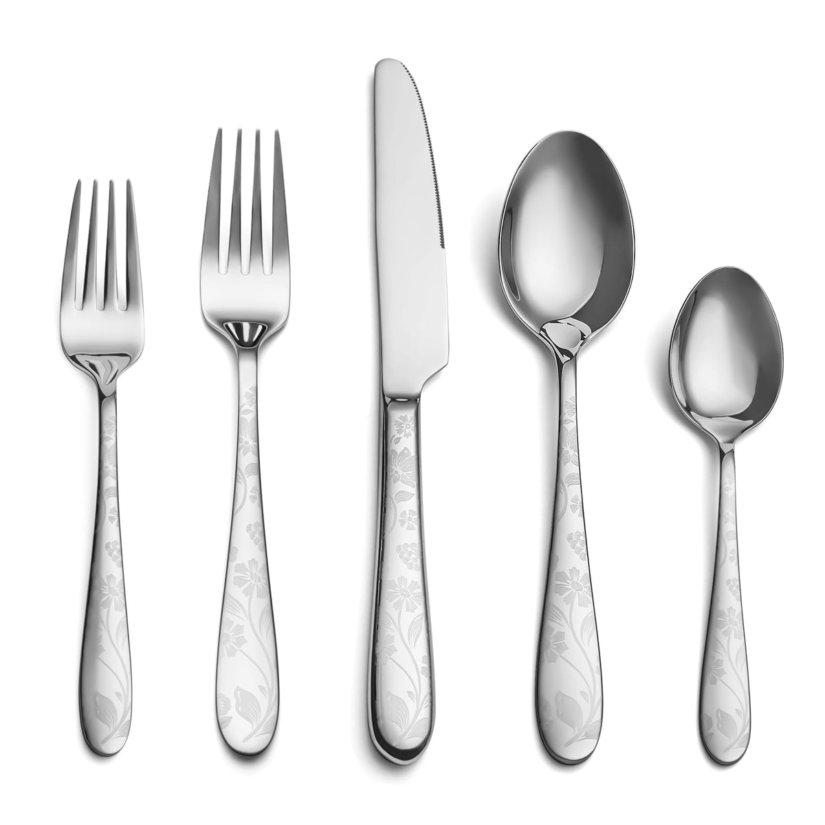 Hammered Silverware Set, EIUBUIE 40-Piece Stainless Steel Flatware Set for 8, Mirror Finish Tableware Kitchen Cutlery Sets, Durable Home Eating Utensils Sets Includes Fork Spoon Knife, Dishwasher Safe