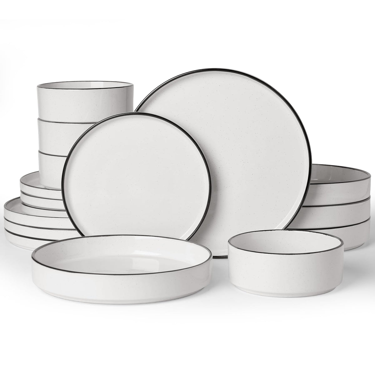 Famiware Nebula Plates and Bowls, 12-Piece Dinnerware Set, Cinnamon Brown