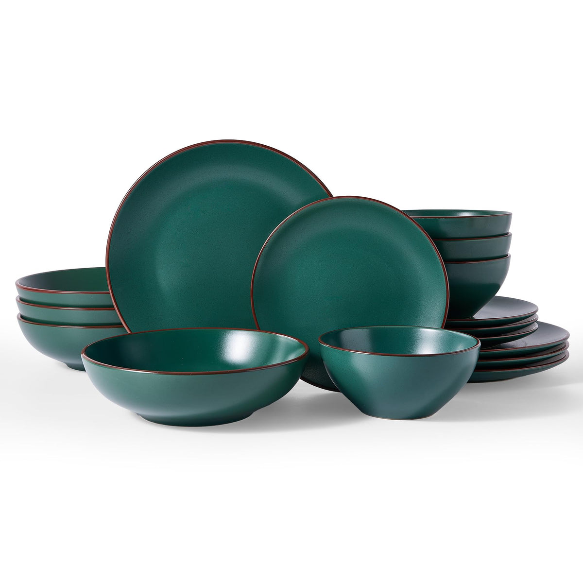 Famiware Venus Plates and Bowls Sets, 12pcs Stoneware Dinnerware Set for 4