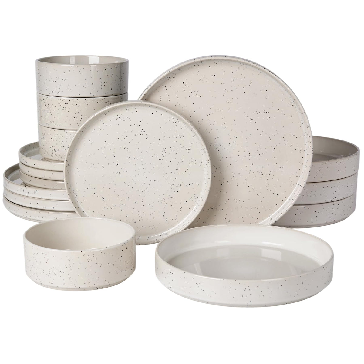 Famiware Nebula Plates and Bowls, 12-Piece Dinnerware Set, Cinnamon Brown