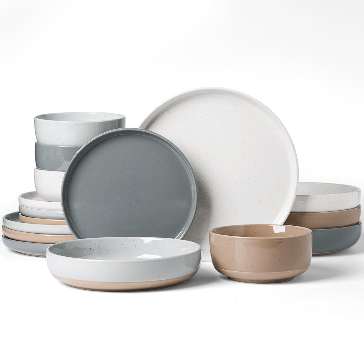 Famiware Milkyway 12-Piece Stoneware Dinnerware Set, White