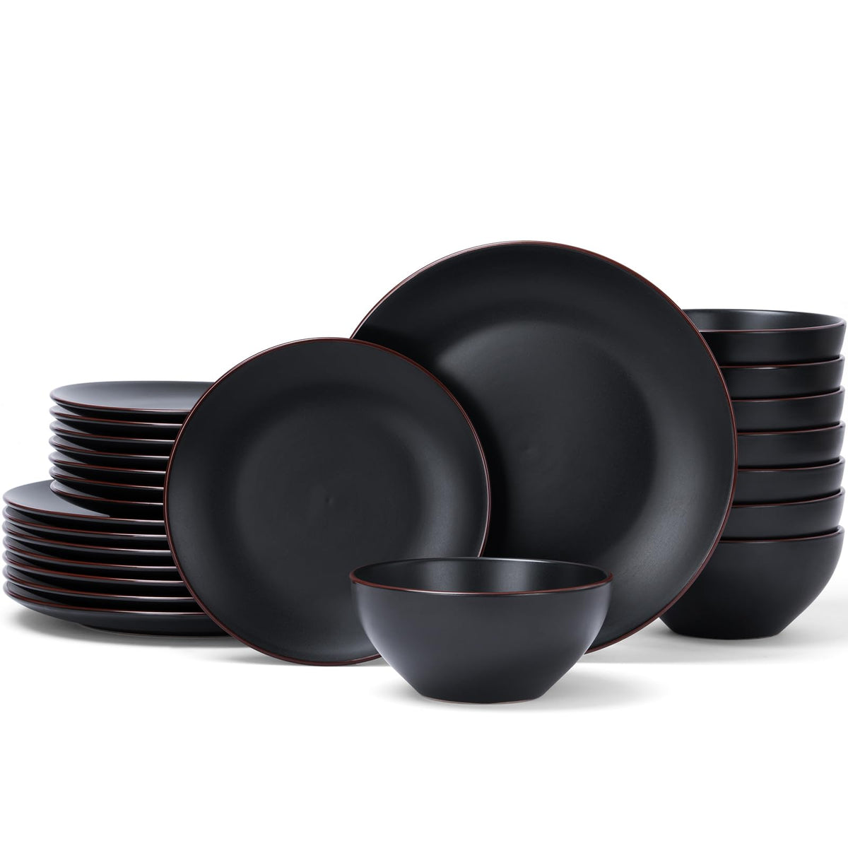 Famiware Venus Plates and Bowls Sets, 12pcs Stoneware Dinnerware Set for 4